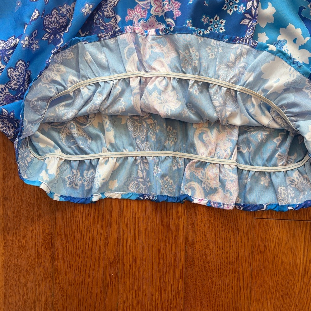 Rachel Zoe Blue Floral Ruffle Crop Top size S - Picture 5 of 9